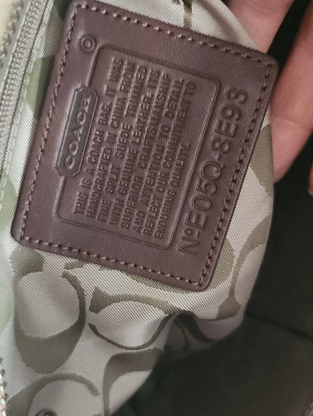 Coach Suede Tote in Camel Brown with Bear Charm